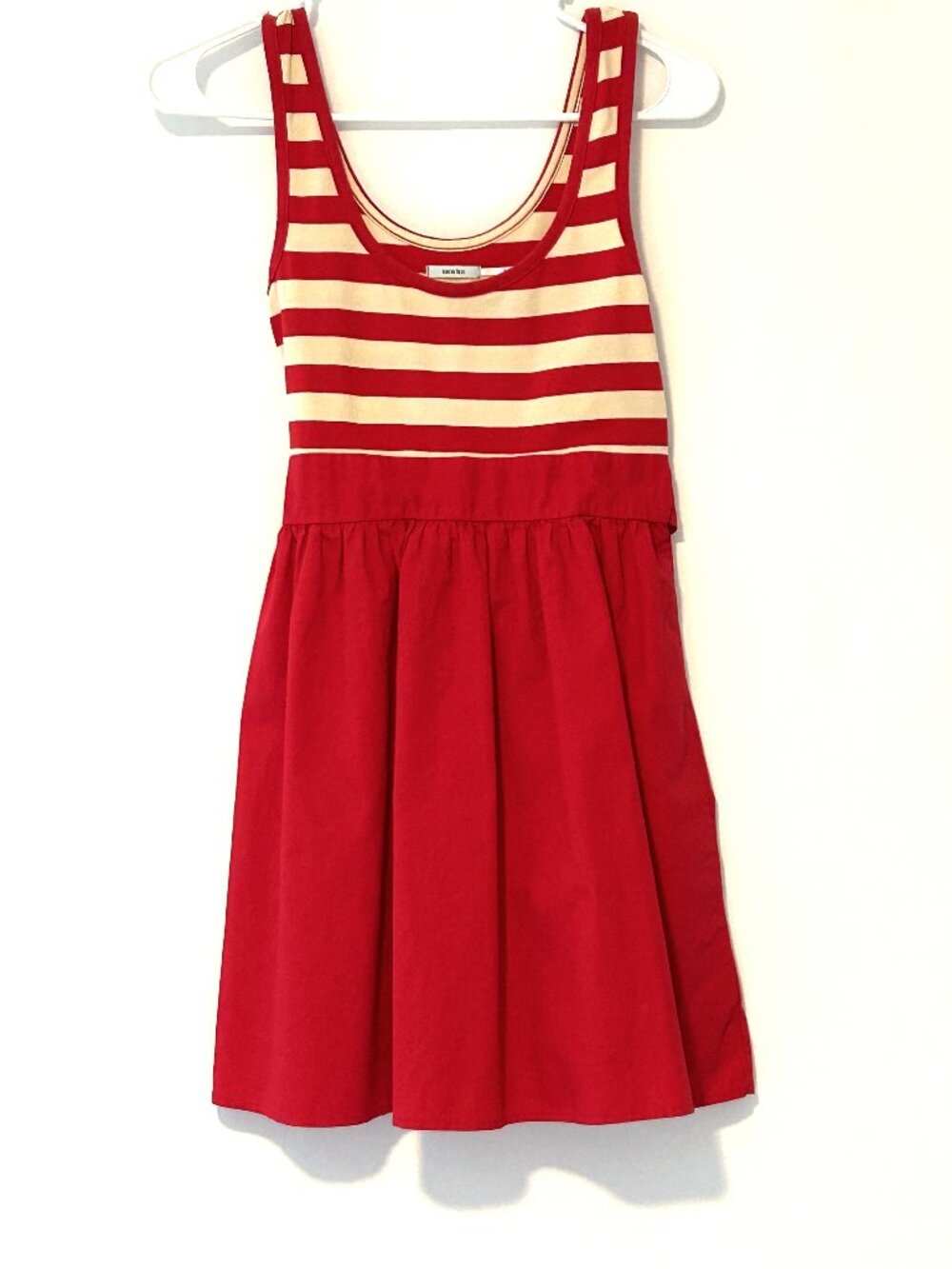 Kimchi Blue red & beige striped mini dress, size Small